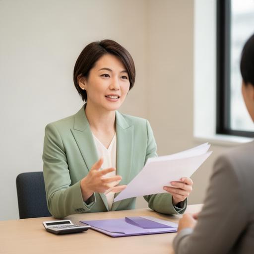 敦賀の相談室で家計資料を手に説明するファイナンシャルプランナー